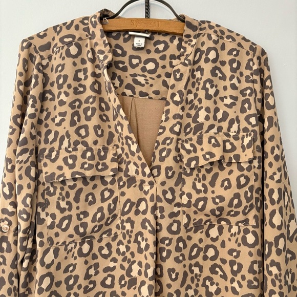 A New Day Leopard Print Long Sleeve Blouse (Size S) - Picture 3 of 9